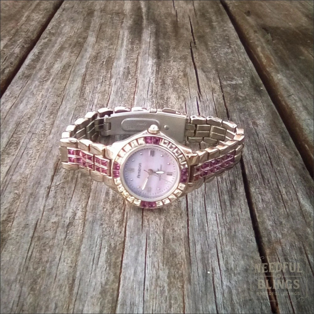Permitron Purple Crystal Stainless Steel Y2K Quartz Watch 🦩